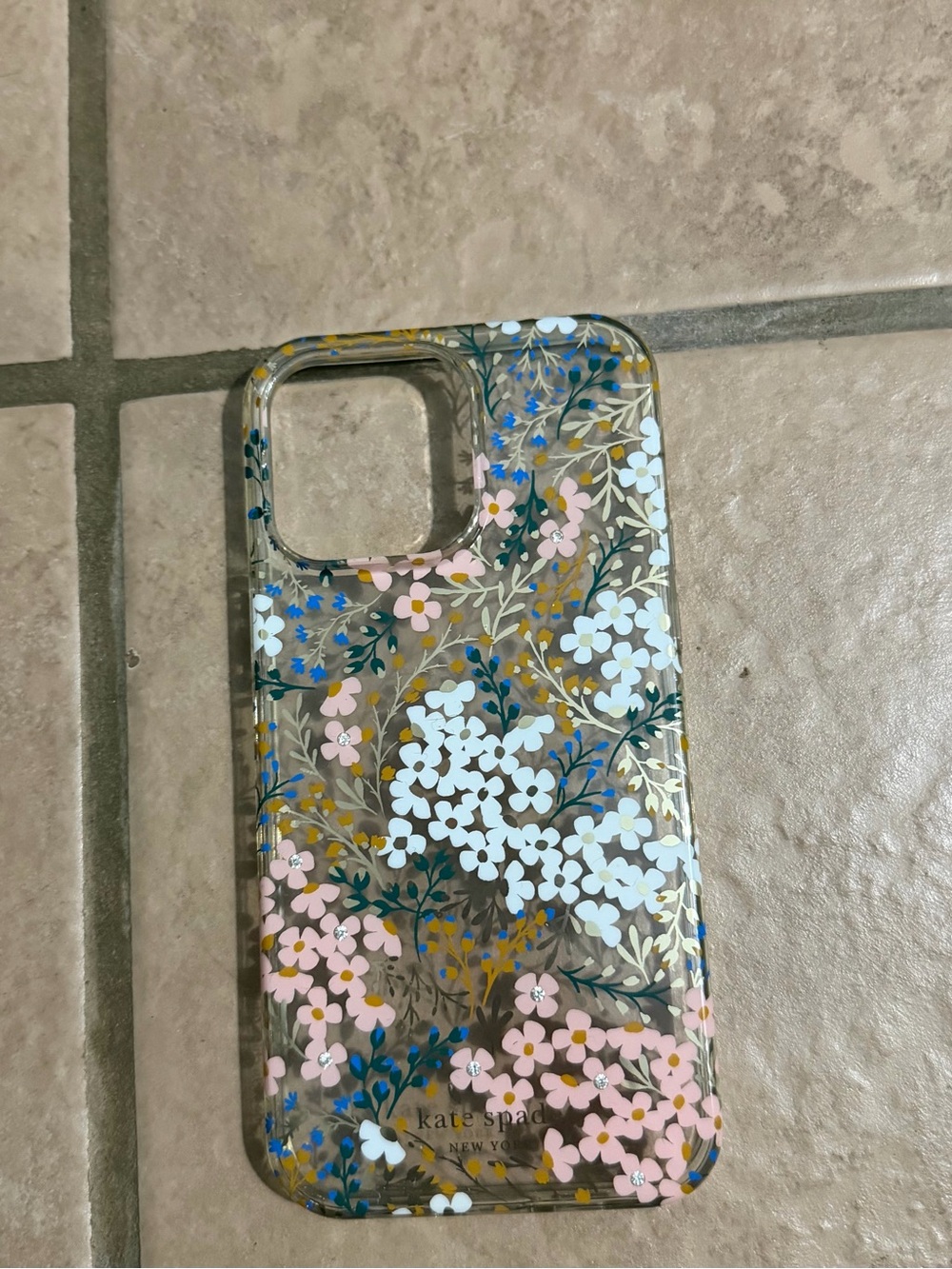 kate spade Clear Floral Phone Case with Pink, White, Blue & Gold Accents